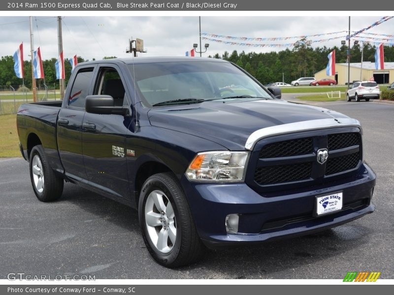 Blue Streak Pearl Coat / Black/Diesel Gray 2014 Ram 1500 Express Quad Cab