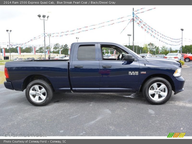 Blue Streak Pearl Coat / Black/Diesel Gray 2014 Ram 1500 Express Quad Cab