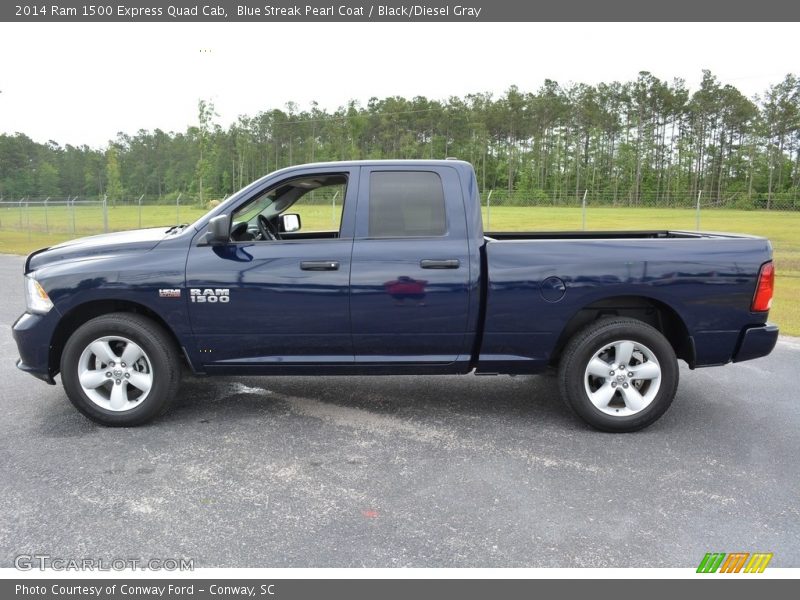 Blue Streak Pearl Coat / Black/Diesel Gray 2014 Ram 1500 Express Quad Cab