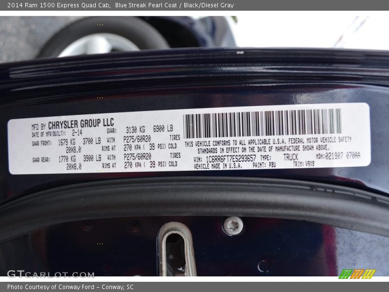 Blue Streak Pearl Coat / Black/Diesel Gray 2014 Ram 1500 Express Quad Cab