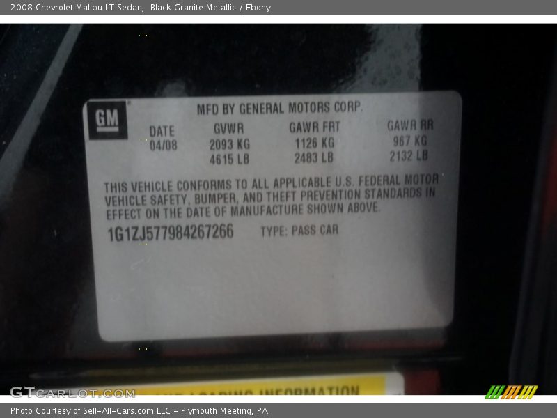 Black Granite Metallic / Ebony 2008 Chevrolet Malibu LT Sedan
