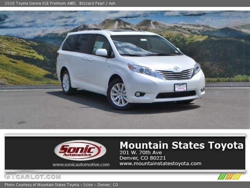 Blizzard Pearl / Ash 2016 Toyota Sienna XLE Premium AWD