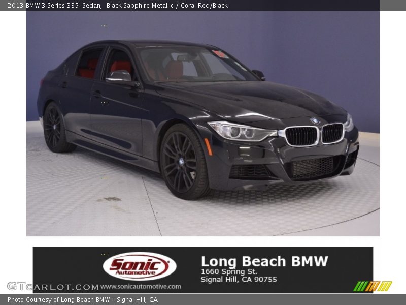 Black Sapphire Metallic / Coral Red/Black 2013 BMW 3 Series 335i Sedan