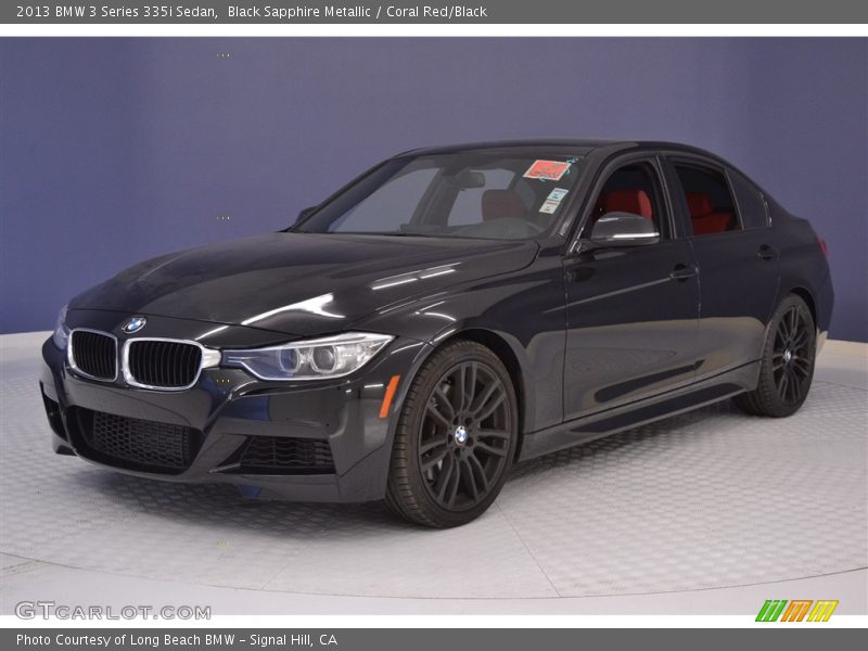 Black Sapphire Metallic / Coral Red/Black 2013 BMW 3 Series 335i Sedan
