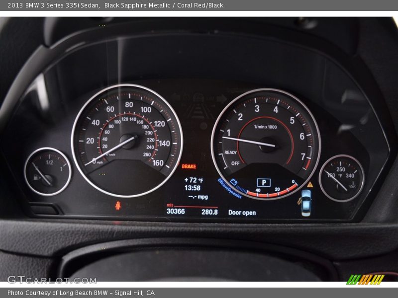 Black Sapphire Metallic / Coral Red/Black 2013 BMW 3 Series 335i Sedan