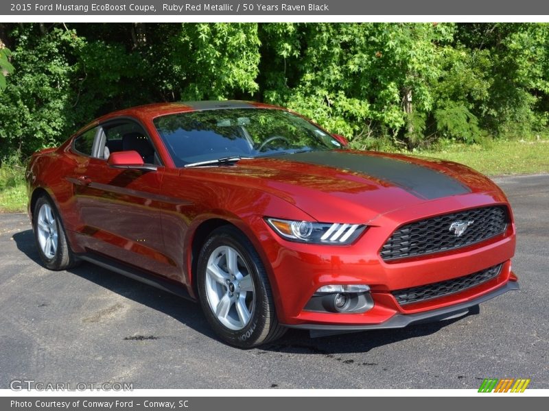 Ruby Red Metallic / 50 Years Raven Black 2015 Ford Mustang EcoBoost Coupe