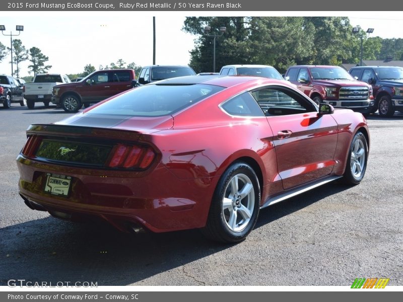 Ruby Red Metallic / 50 Years Raven Black 2015 Ford Mustang EcoBoost Coupe