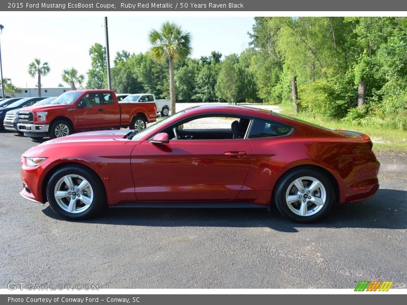 Ruby Red Metallic / 50 Years Raven Black 2015 Ford Mustang EcoBoost Coupe