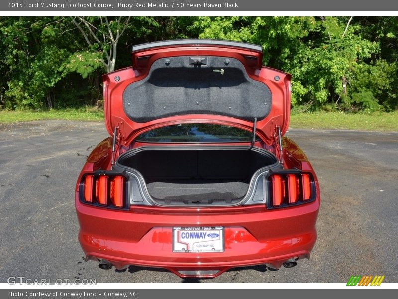 Ruby Red Metallic / 50 Years Raven Black 2015 Ford Mustang EcoBoost Coupe
