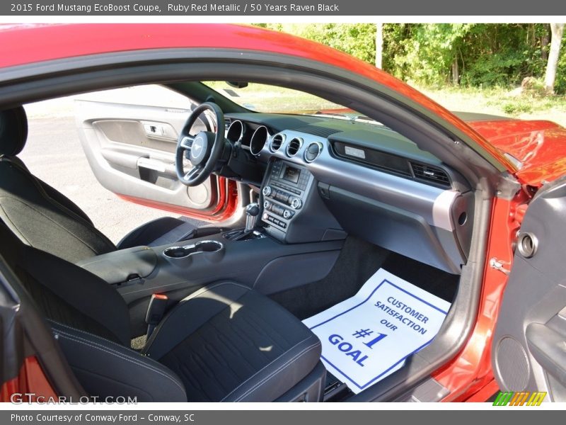 Ruby Red Metallic / 50 Years Raven Black 2015 Ford Mustang EcoBoost Coupe