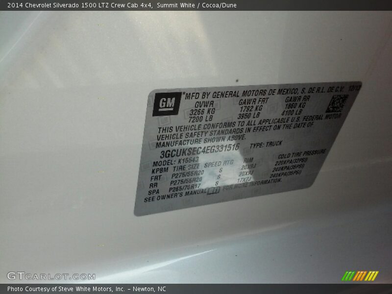 Summit White / Cocoa/Dune 2014 Chevrolet Silverado 1500 LTZ Crew Cab 4x4