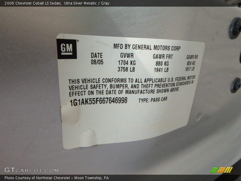 Ultra Silver Metallic / Gray 2006 Chevrolet Cobalt LS Sedan