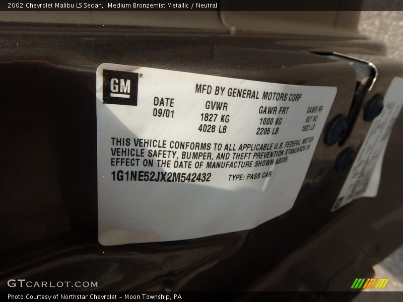 Medium Bronzemist Metallic / Neutral 2002 Chevrolet Malibu LS Sedan