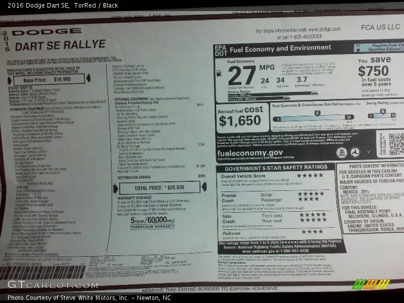 TorRed / Black 2016 Dodge Dart SE