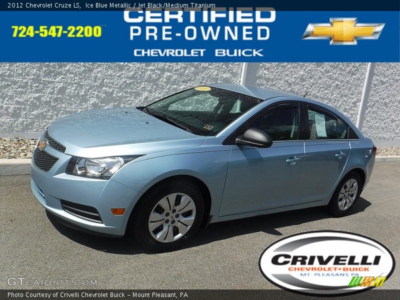 Ice Blue Metallic / Jet Black/Medium Titanium 2012 Chevrolet Cruze LS