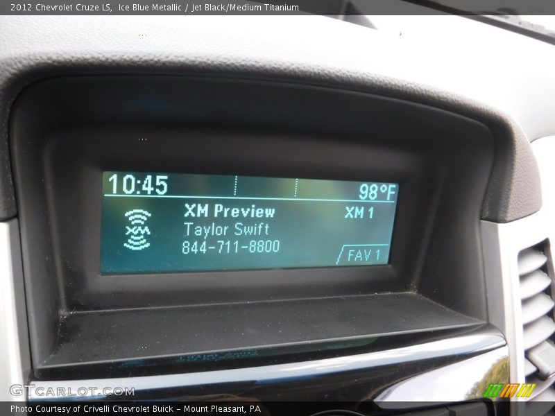 Ice Blue Metallic / Jet Black/Medium Titanium 2012 Chevrolet Cruze LS
