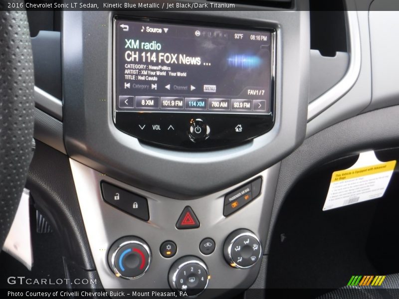 Kinetic Blue Metallic / Jet Black/Dark Titanium 2016 Chevrolet Sonic LT Sedan