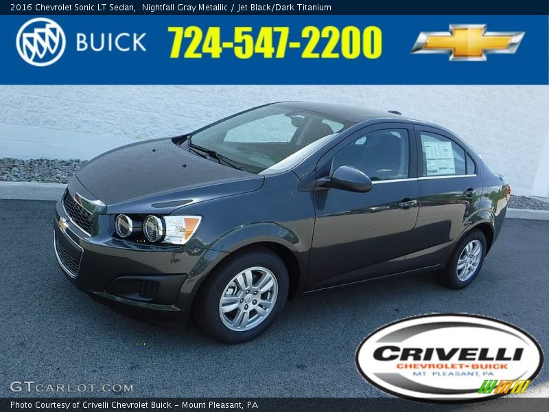 Nightfall Gray Metallic / Jet Black/Dark Titanium 2016 Chevrolet Sonic LT Sedan