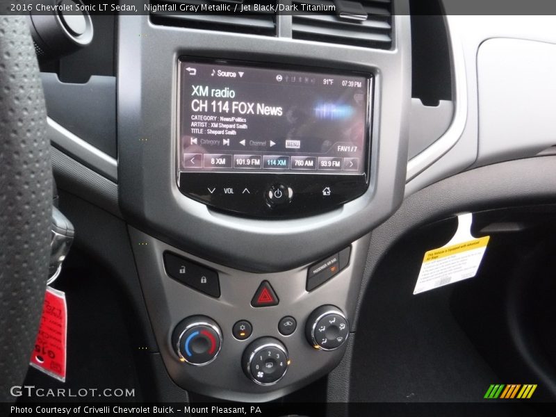 Nightfall Gray Metallic / Jet Black/Dark Titanium 2016 Chevrolet Sonic LT Sedan