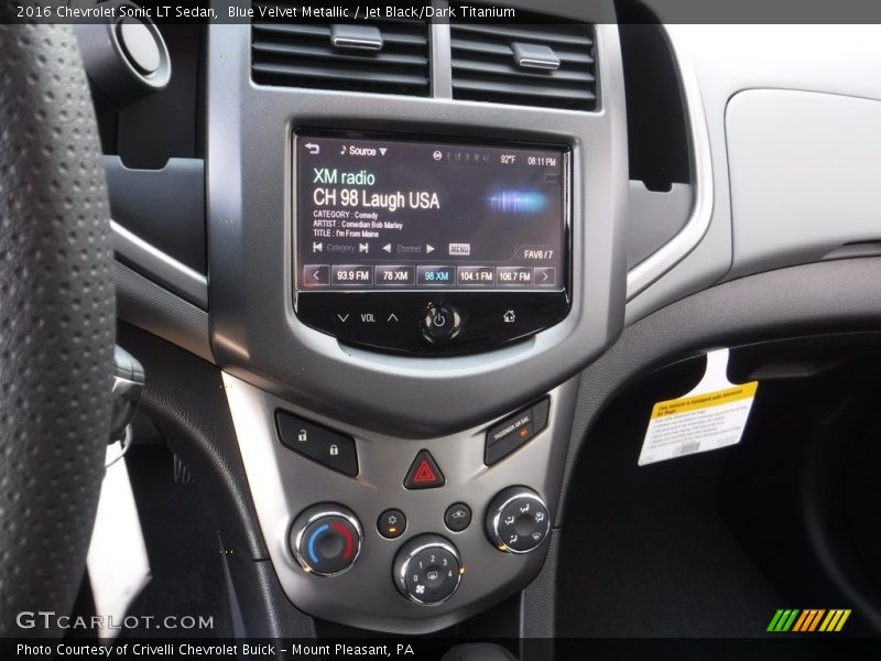 Blue Velvet Metallic / Jet Black/Dark Titanium 2016 Chevrolet Sonic LT Sedan