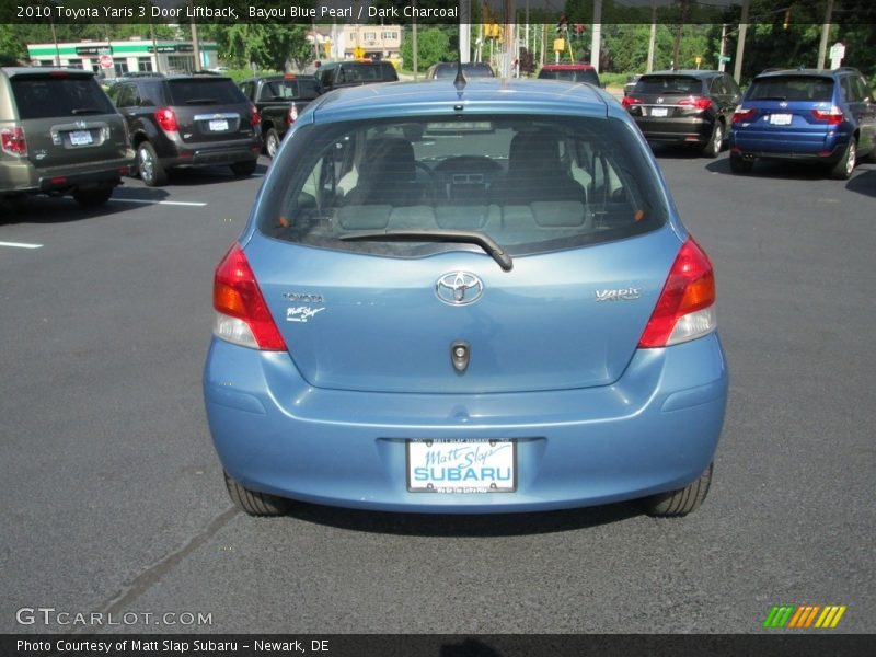 Bayou Blue Pearl / Dark Charcoal 2010 Toyota Yaris 3 Door Liftback