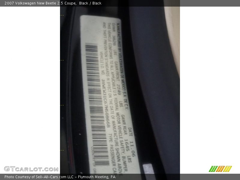 Black / Black 2007 Volkswagen New Beetle 2.5 Coupe