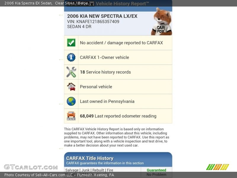 Clear Silver / Beige 2006 Kia Spectra EX Sedan