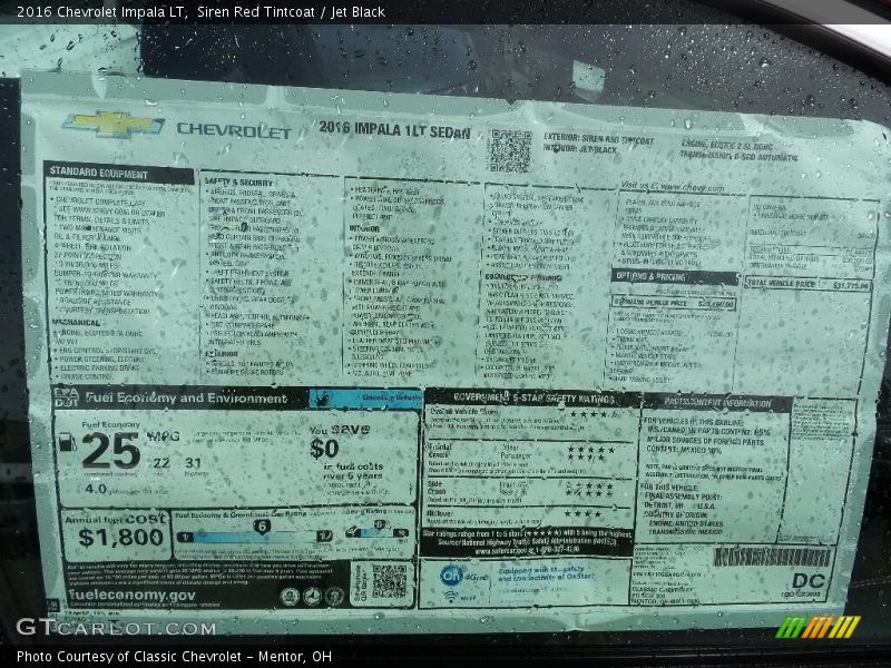 Siren Red Tintcoat / Jet Black 2016 Chevrolet Impala LT