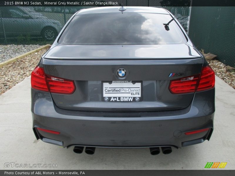 Mineral Grey Metallic / Sakhir Orange/Black 2015 BMW M3 Sedan