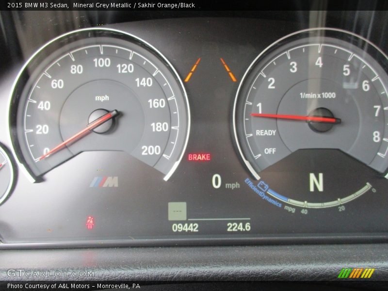 Mineral Grey Metallic / Sakhir Orange/Black 2015 BMW M3 Sedan