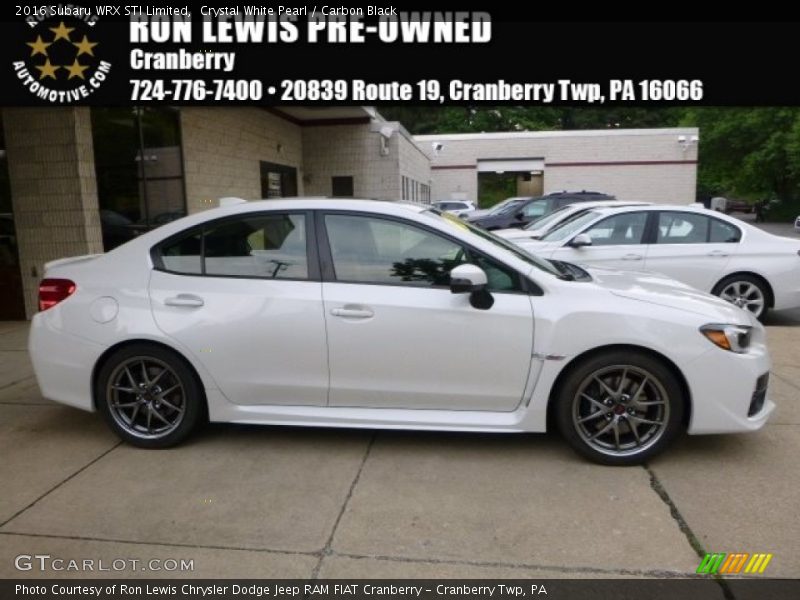 Crystal White Pearl / Carbon Black 2016 Subaru WRX STI Limited