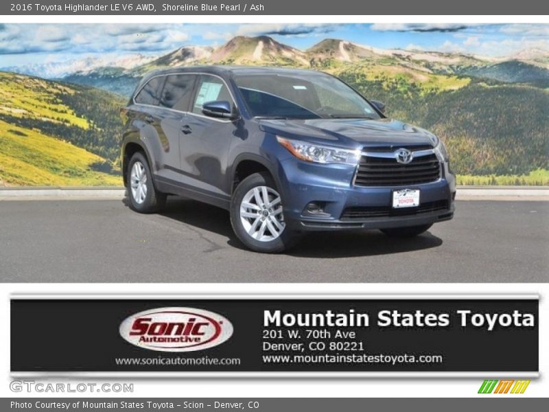 Shoreline Blue Pearl / Ash 2016 Toyota Highlander LE V6 AWD