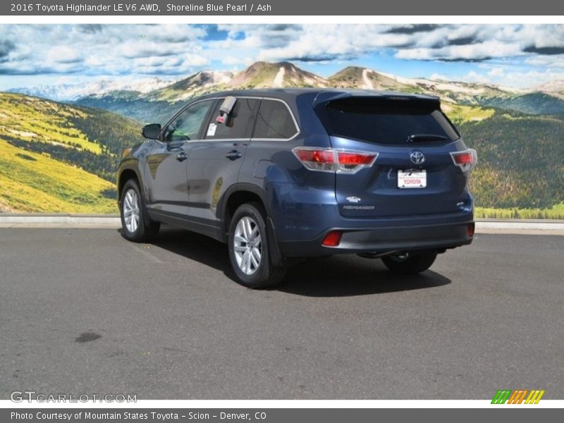 Shoreline Blue Pearl / Ash 2016 Toyota Highlander LE V6 AWD