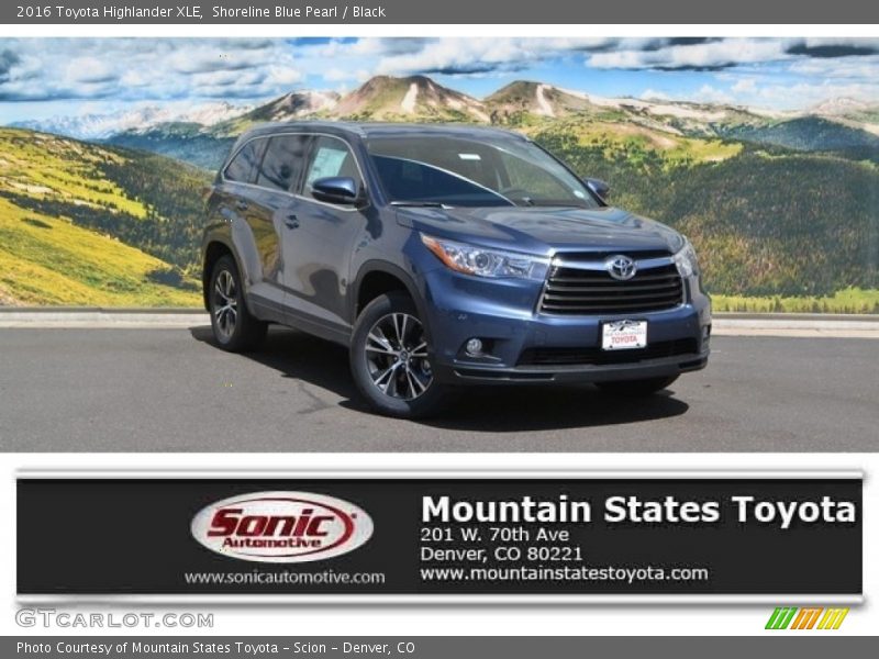 Shoreline Blue Pearl / Black 2016 Toyota Highlander XLE