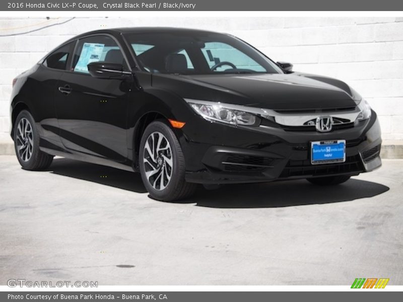 Crystal Black Pearl / Black/Ivory 2016 Honda Civic LX-P Coupe