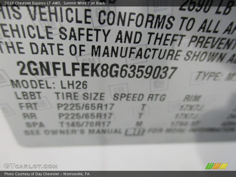 Summit White / Jet Black 2016 Chevrolet Equinox LT AWD