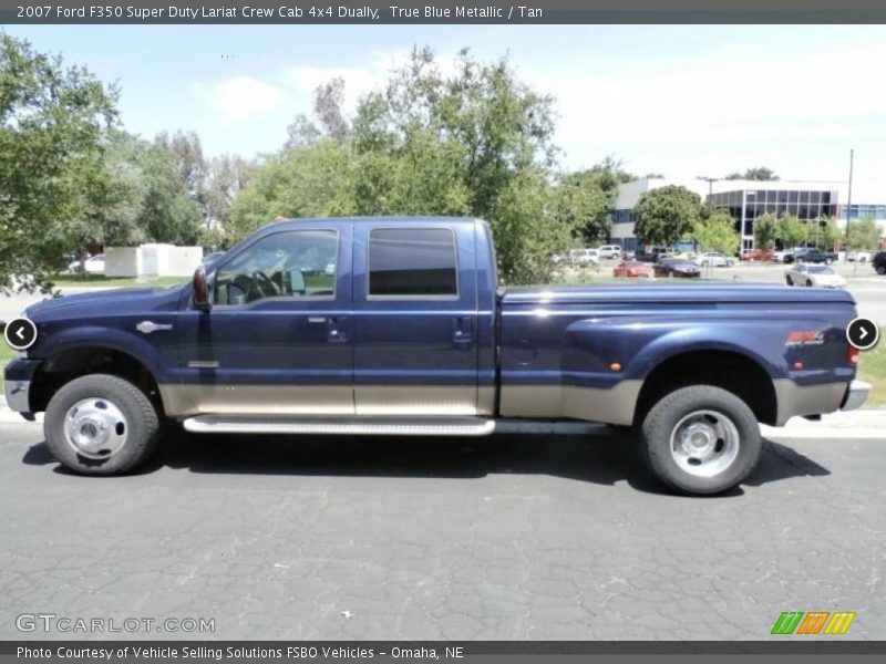 True Blue Metallic / Tan 2007 Ford F350 Super Duty Lariat Crew Cab 4x4 Dually