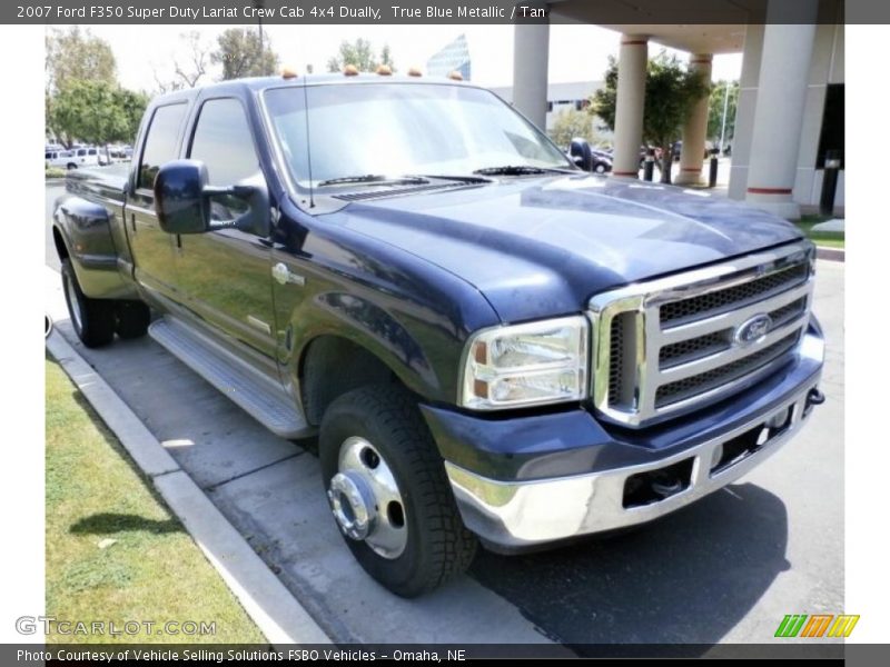 True Blue Metallic / Tan 2007 Ford F350 Super Duty Lariat Crew Cab 4x4 Dually