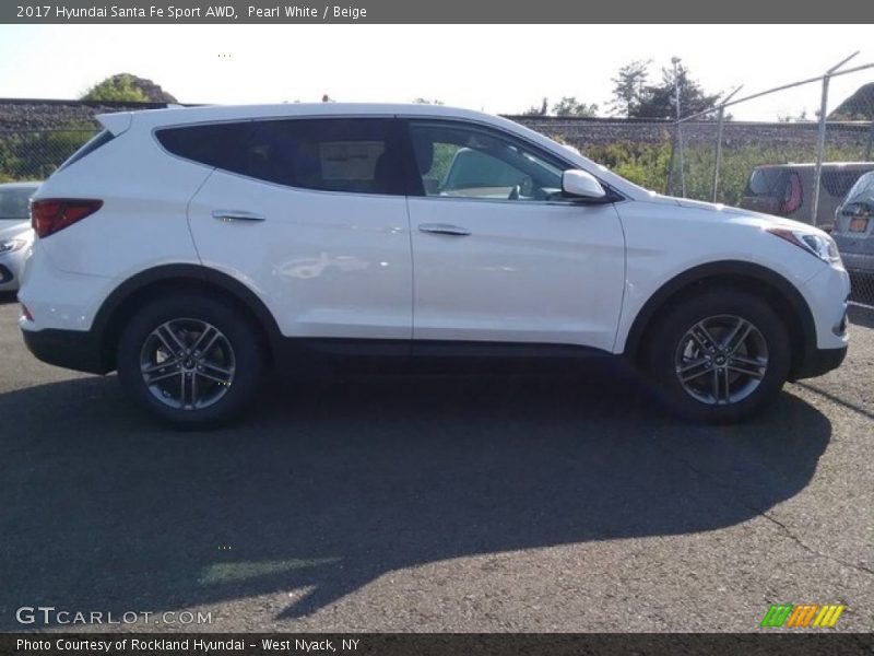 Pearl White / Beige 2017 Hyundai Santa Fe Sport AWD
