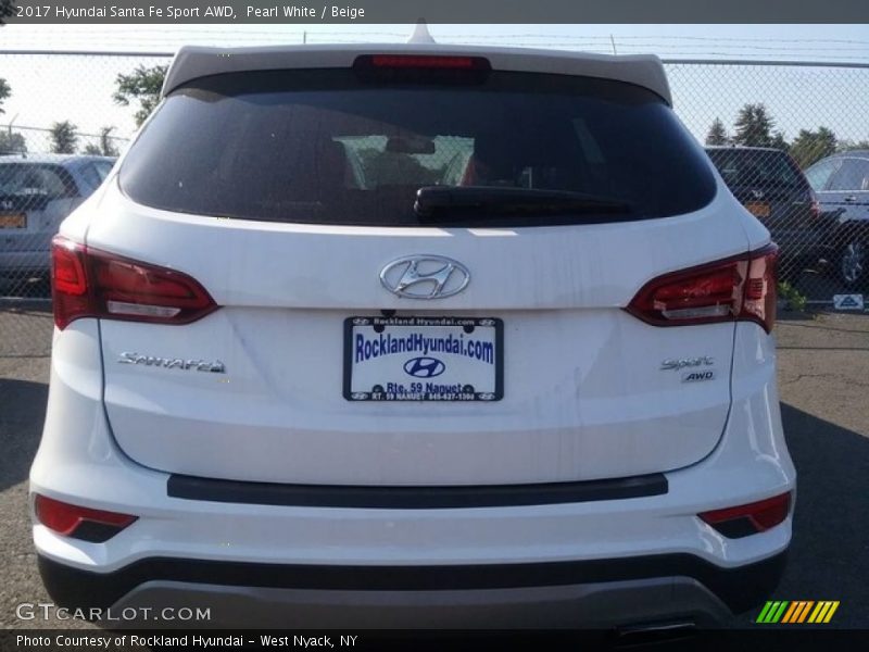 Pearl White / Beige 2017 Hyundai Santa Fe Sport AWD