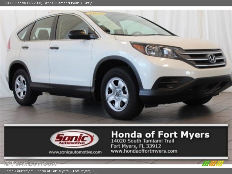 White Diamond Pearl / Gray 2013 Honda CR-V LX