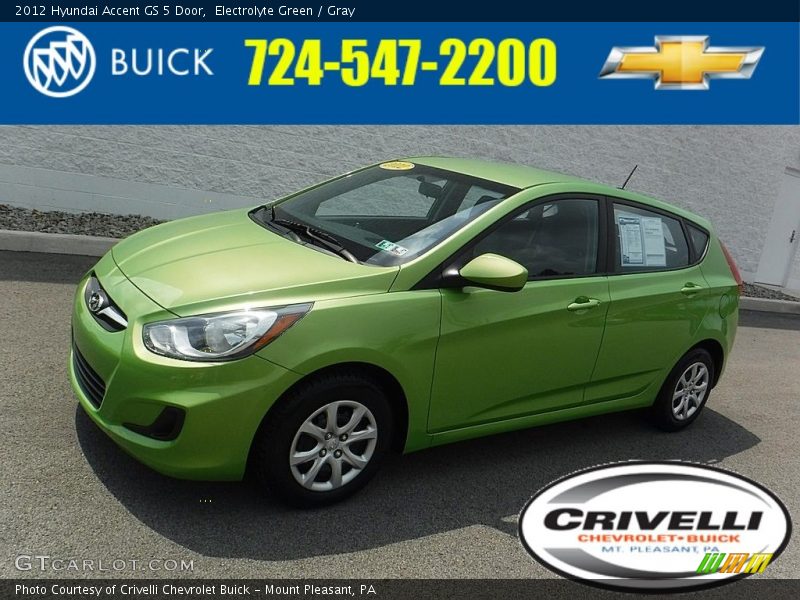 Electrolyte Green / Gray 2012 Hyundai Accent GS 5 Door