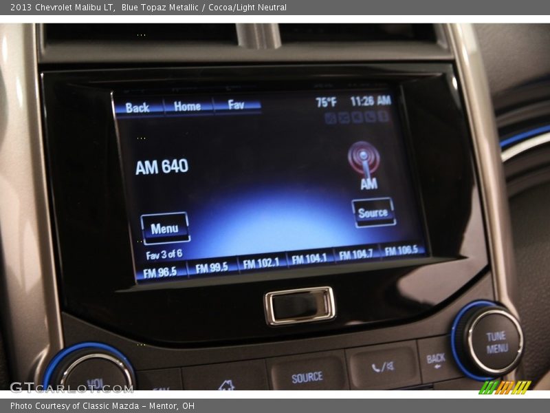 Blue Topaz Metallic / Cocoa/Light Neutral 2013 Chevrolet Malibu LT