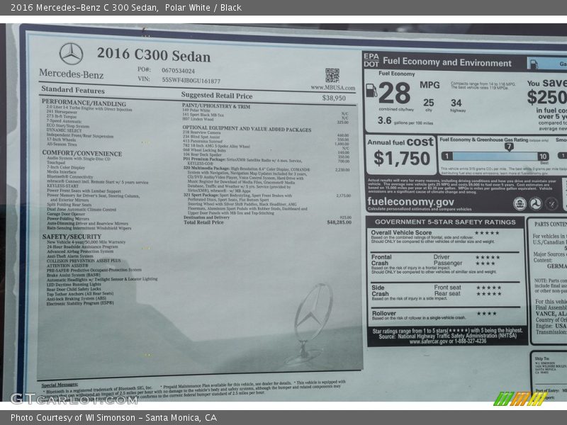 Polar White / Black 2016 Mercedes-Benz C 300 Sedan
