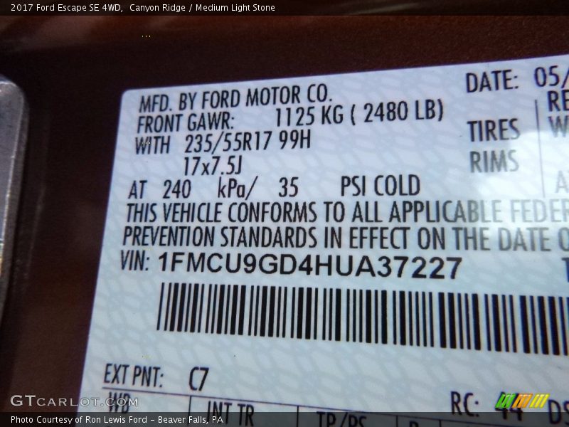 Canyon Ridge / Medium Light Stone 2017 Ford Escape SE 4WD