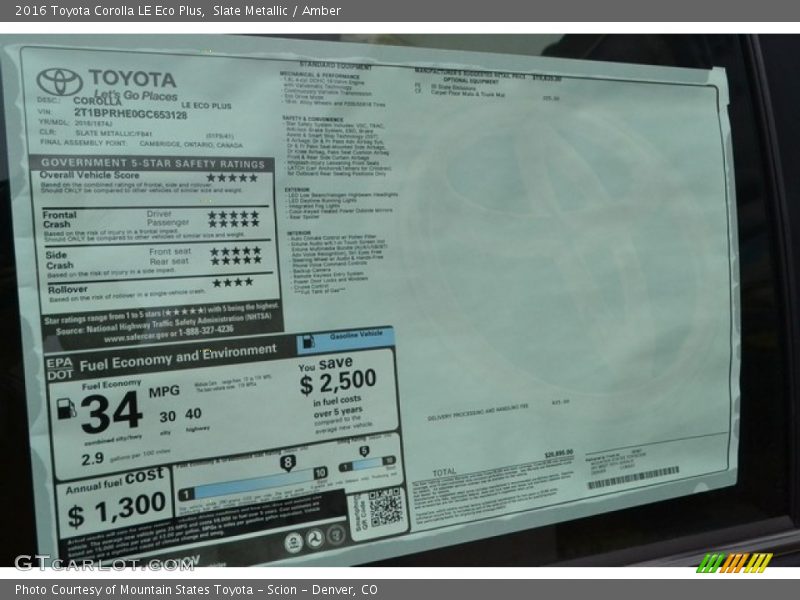 Slate Metallic / Amber 2016 Toyota Corolla LE Eco Plus