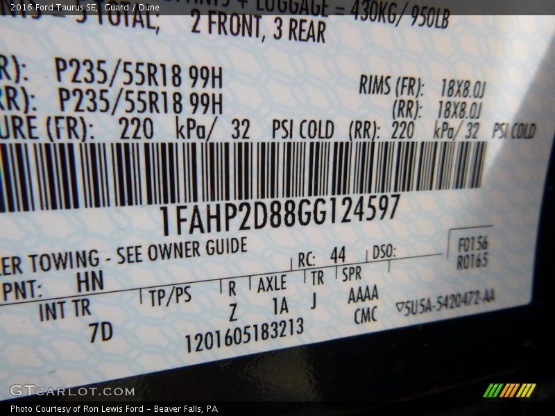 Guard / Dune 2016 Ford Taurus SE