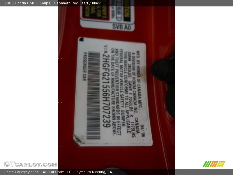 Habanero Red Pearl / Black 2006 Honda Civic Si Coupe