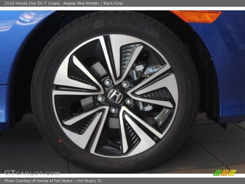 Aegean Blue Metallic / Black/Gray 2016 Honda Civic EX-T Coupe