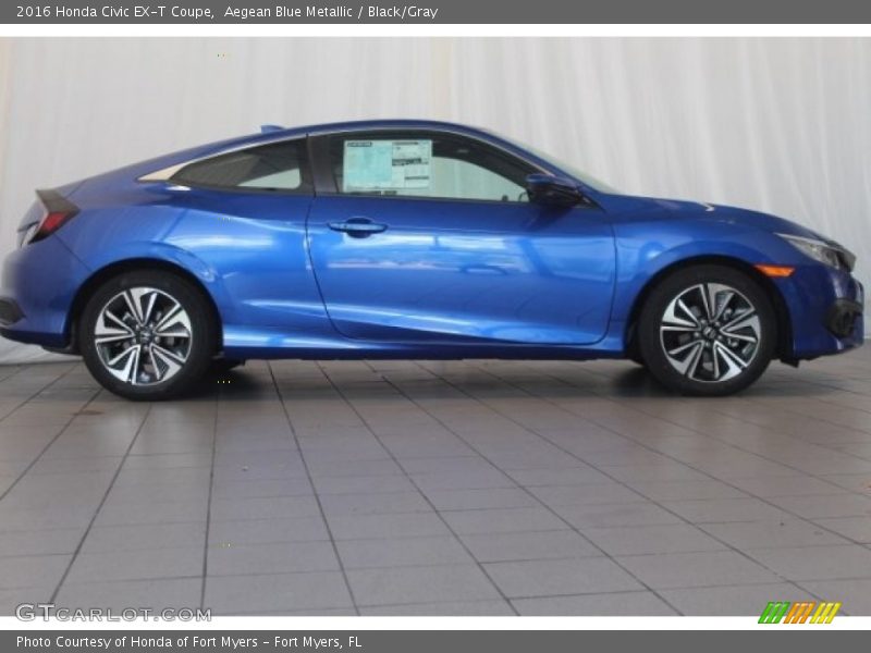 Aegean Blue Metallic / Black/Gray 2016 Honda Civic EX-T Coupe